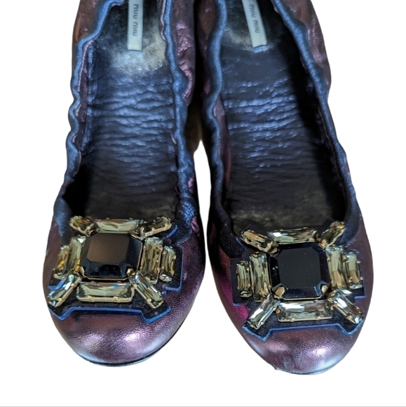 Miu Miu purple embellished jewel ballet flats sz EU 39.5 - Picture 5 of 12
